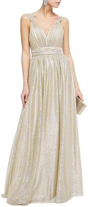 Catherine Deane Caterina Pleated Metallic Coated Knitted Gown