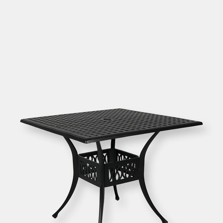 Sunnydaze Decor Black HeavyDuty Cast Aluminum Outdoor Square Patio Dining Table Black ShopStyle