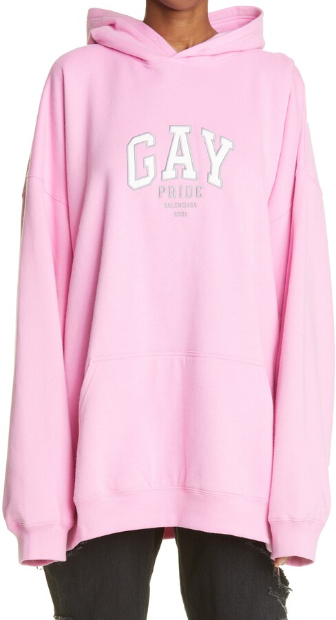 Balenciaga Gay Pride Embroidered Oversize Cotton Hoodie - ShopStyle