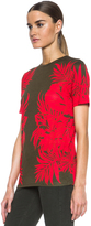Thumbnail for your product : Matthew Williamson Leaf Print Viscose Tee in Khaki