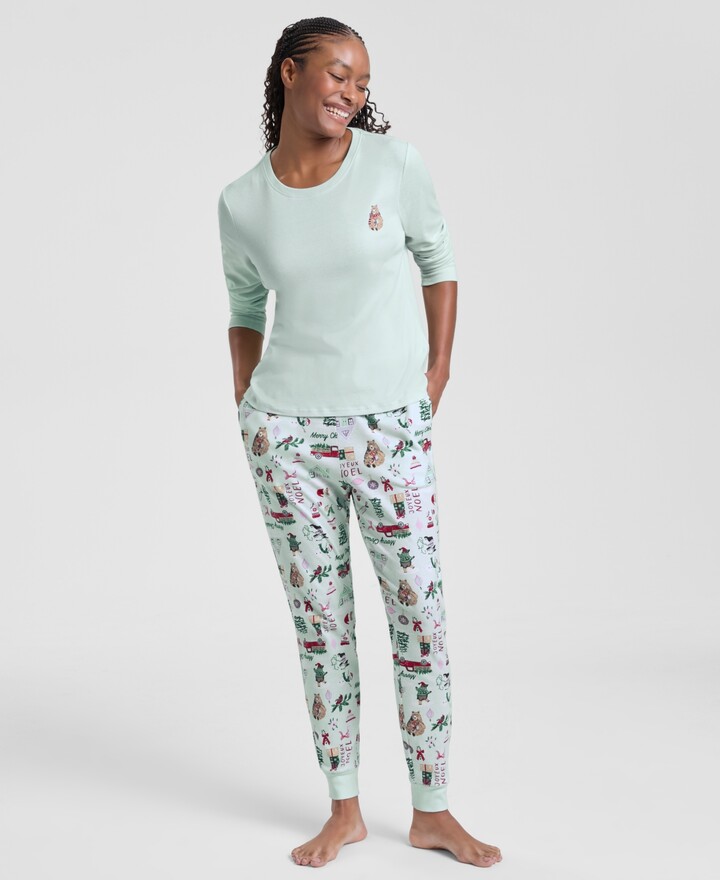 Holiday Lane Women's Winter Holiday Cotton Pajama Set, Macy's Exclusive