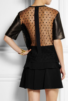 Thumbnail for your product : Ungaro Leather and polka-dot tulle top