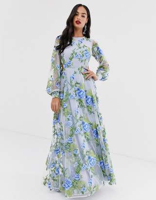 asos edition embroidered floral maxi dress
