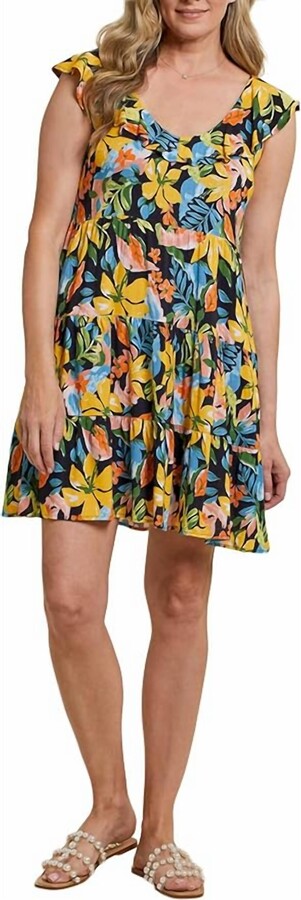 Lined Sleeveless Dress W/ Tie Back In Black