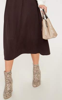 PrettyLittleThing Chocolate Jersey Floaty Midi Skirt