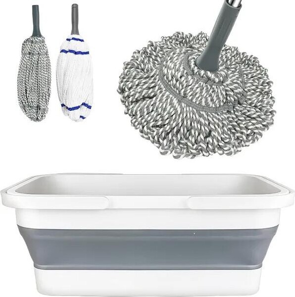 Racxily SelfWringingMopwithBucket-EasySqueezeTwistMopwith52.5InchLongHandleHeavyDutyforHardwoodTileVinyl&LaminateFloors