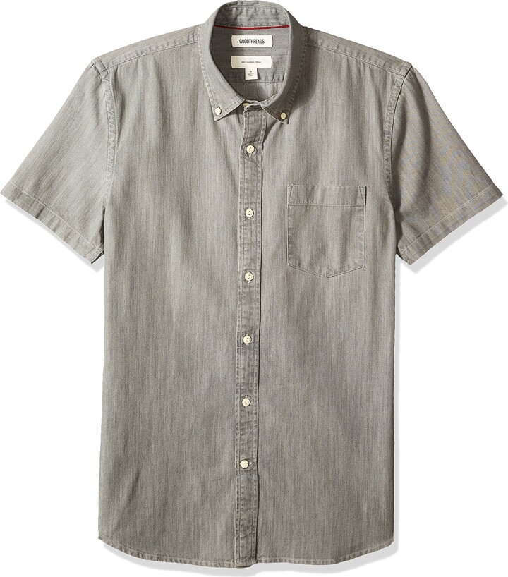 Brand Goodthreads Mens Slim-Fit Short-Sleeve Band-Collar Oxford Shirt 