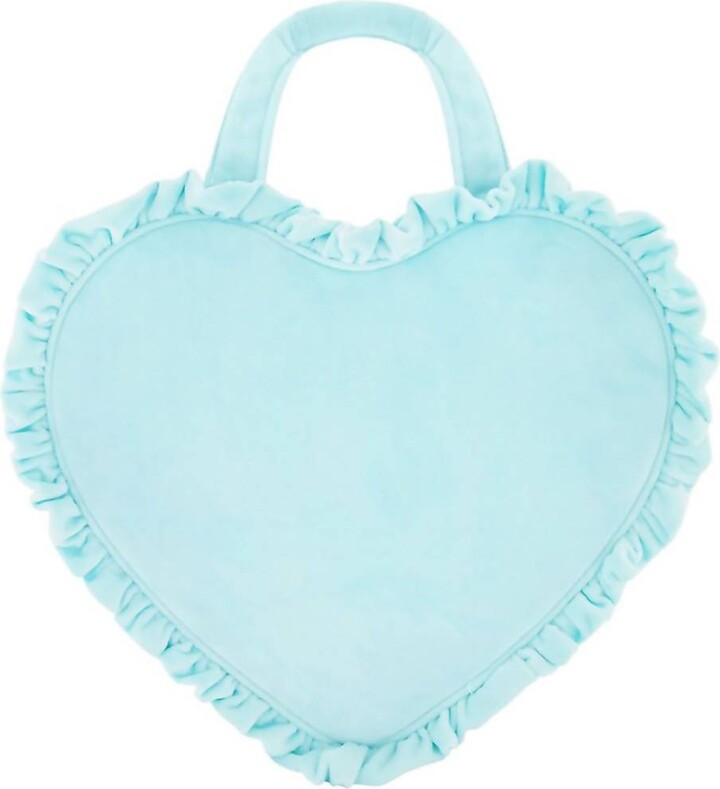 Stoney Clover Lane Velvet Ruffle Mini Heart Tote Bag In Cloud