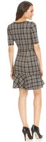 Thumbnail for your product : NY Collection Petite Plaid Flared-Hem Pleather-Trim Dress