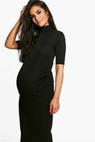 Thumbnail for your product : boohoo Maternity High Neck Rib Midi Dress