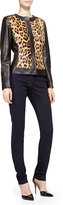 Thumbnail for your product : Escada Long-Sleeve Leather Leopard Jacket & Skinny Ankle Jeans