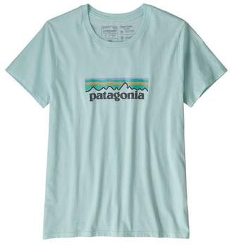 Patagonia Womens Pastel P 6 Logo Organic Cotton Crew T Shirt Atoll Blue - L