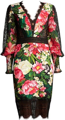 Tadashi Shoji V-Neck Floral Dress
