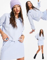 Thumbnail for your product : ASOS DESIGN cord half zip top in blue co-ord