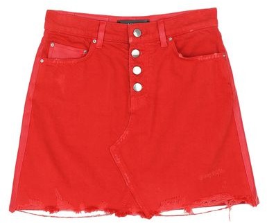red denim skirt outfit