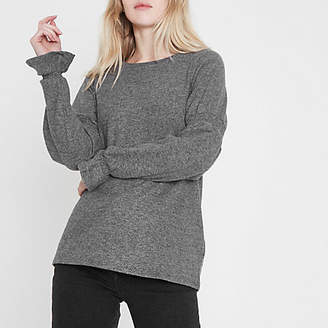 River Island Womens Grey knit shirred sleeve top