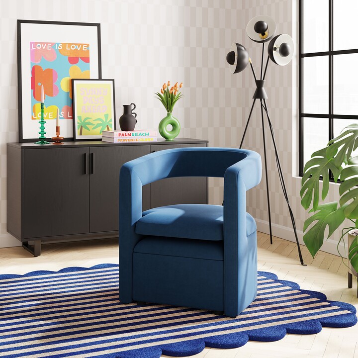 Dunelm Tallie Velvet Storage Accent Chair Blue ShopStyle Armchairs