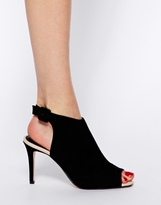 Thumbnail for your product : Dune Hermia Black Suede Peep Toe Heeled Sandals