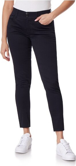 Wallflower WallFlowerWomen'sLusciousCurvyUniformSkinnyMid-RiseTwillJuniorsPants,Black,11