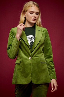 Topshop IDOL Green Velvet Blazer With Peak Lapels - ShopStyle