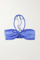 Thumbnail for your product : Leset Barb Ruched Satin Halterneck Bandeau Top - Blue