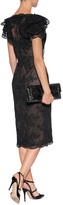 Thumbnail for your product : Marchesa Lace Cocktail Dress with Ruffle Sleeves in Black