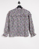 Thumbnail for your product : Only shirt with frill collar in pastel floral
