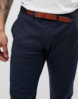 Thumbnail for your product : Selected Slim Fit Chinos With Italian Leather Belt