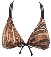 Thumbnail for your product : Charlotte Russe Caged-Back Animal Print Triangle Bikini Top