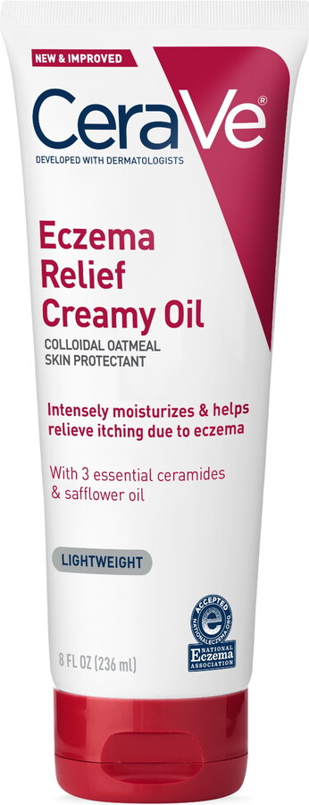 CeraVe Eczema Relief Creamy Body Oil for Itchy Dry Skin with Colloidal Oatmeal, 8 fl oz