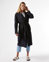 Thumbnail for your product : Miss Selfridge longline coat with waist tie in black