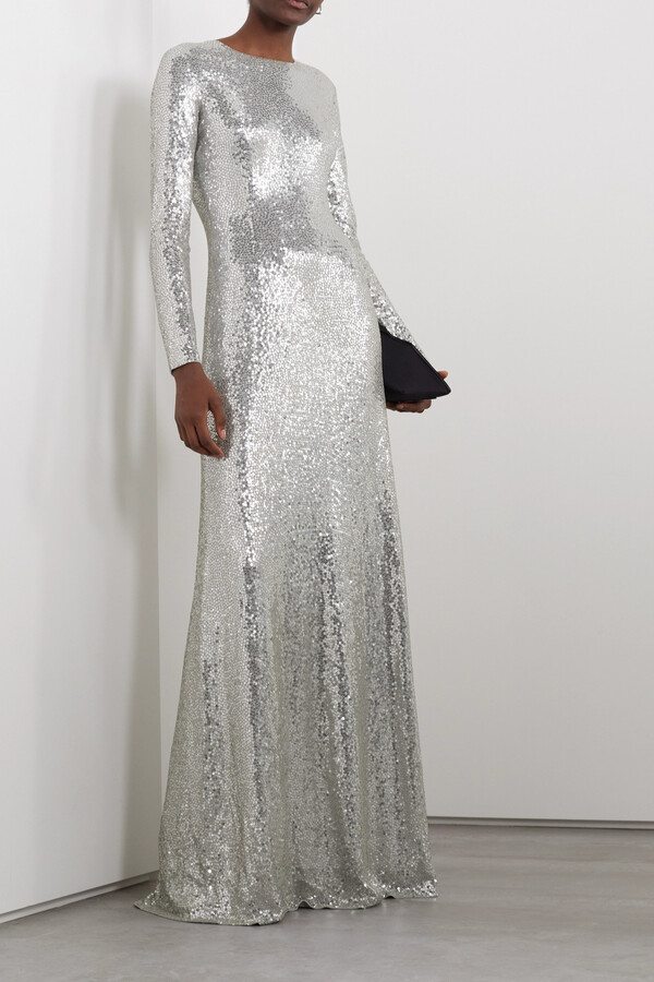 Michael Kors Collection Sequined Jersey Gown - Silver - ShopStyle Maxi  Dresses