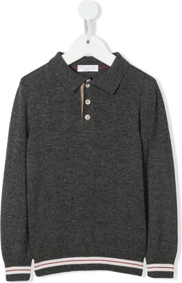 BRUNELLO CUCINELLI KIDS Stripe-Trim Detail Polo Shirt