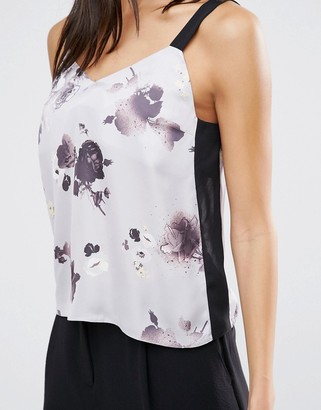 ASOS Cami In Satin Floral Print With Contrast Straps