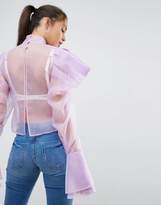 Thumbnail for your product : ASOS Premium Organza Blouse With Power Shoulder