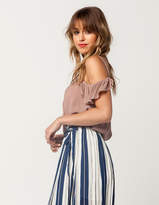 Thumbnail for your product : Chloe & Katie Ruffle Cold Shoulder Womens Tank