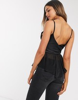 Thumbnail for your product : ASOS Tall DESIGN Tall satin cami with pep hem in black