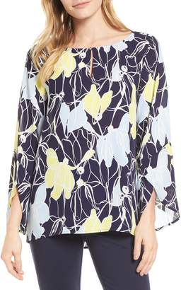Chaus Aerial Flowers Keyhole Top