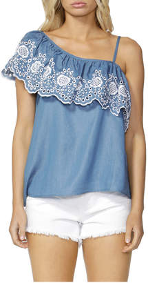 Sass Austin Embroidered Ruffle Top