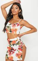Thumbnail for your product : PrettyLittleThing White Crepe Printed Floral Mini Skirt