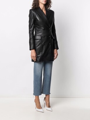 Philipp Plein Fitted Leather Coat
