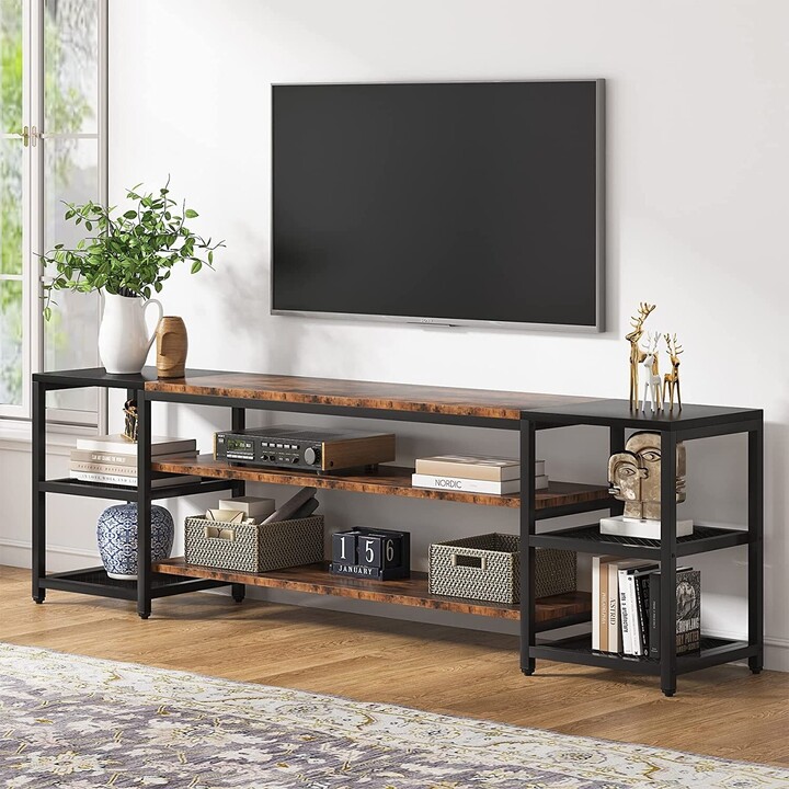 Farfarview 78 Inch TV Stand, Industrial 3Tier Extra Large TV Console