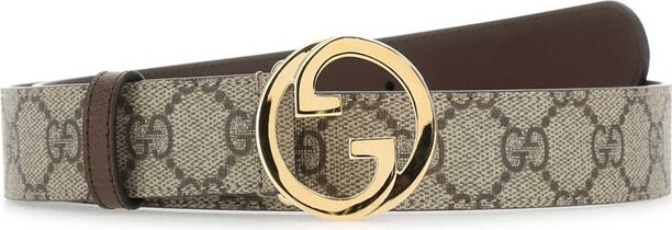 Gucci White GG Supreme Canvas And Leather Interlocking G Buckle Belt 90 CM  Gucci