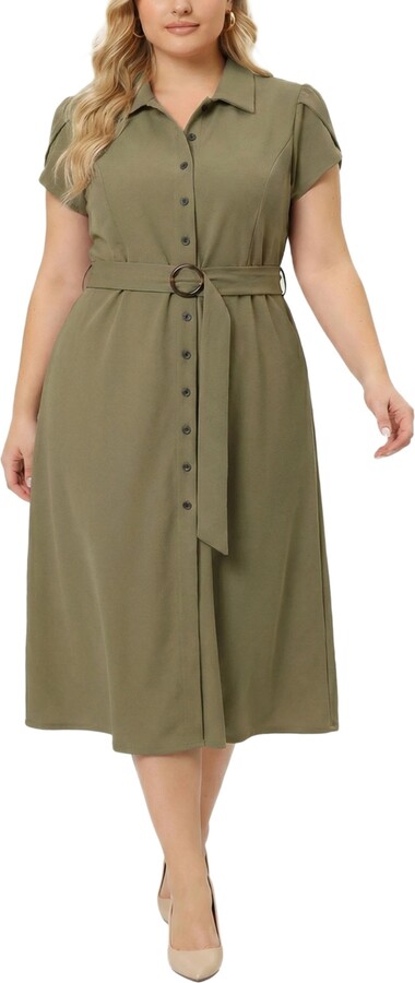 NY Collection Plus Size Midi Petal Sleeve Dress