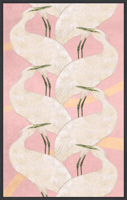 Bayou Breeze Crane Dance Tango by Artly - Floater Frame Painting on Canvas