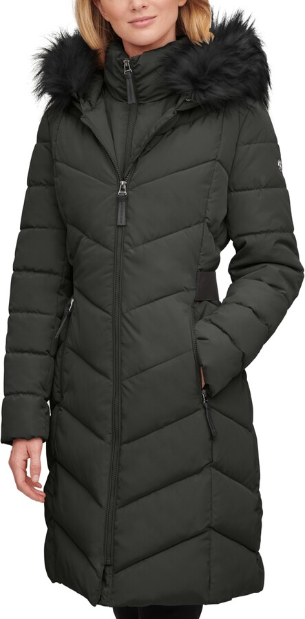 calvin klein faux fur puffer coat
