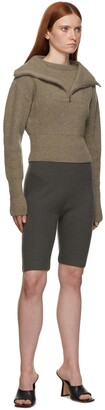 System Taupe Wool Half-Zip Sweater