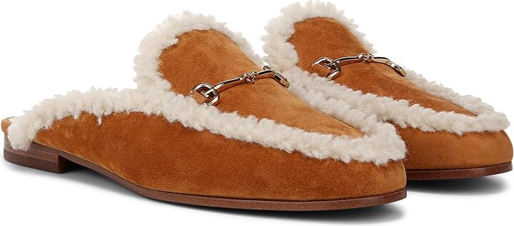 Sam Edelman Linnie Cozy Women's Flat Shoes Harvest Brown Shearling : 9.5 M, Leather/Rubber