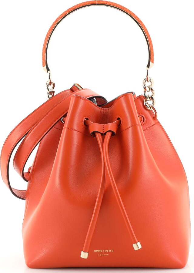 Jimmy Choo Bon Bon Bucket Bag Leather with Python Embossed Detail ...