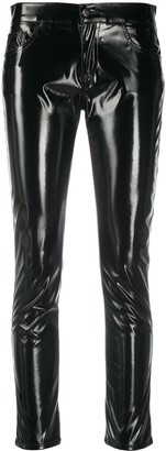 black vinyl high waisted skinny trousers